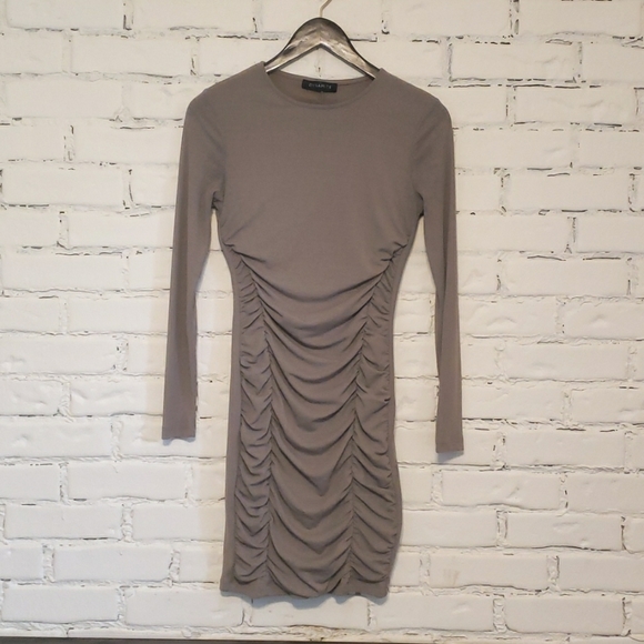 Dynamite long sleeved bodycon short dress with rouching size M sheer & lined - Picture 1 of 7